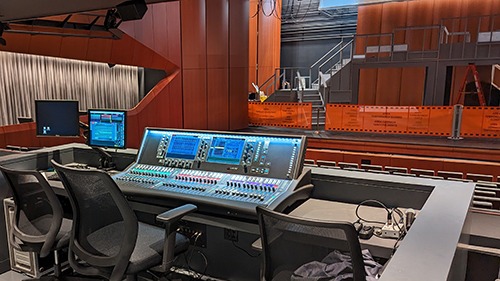 Consoles in an auditorium