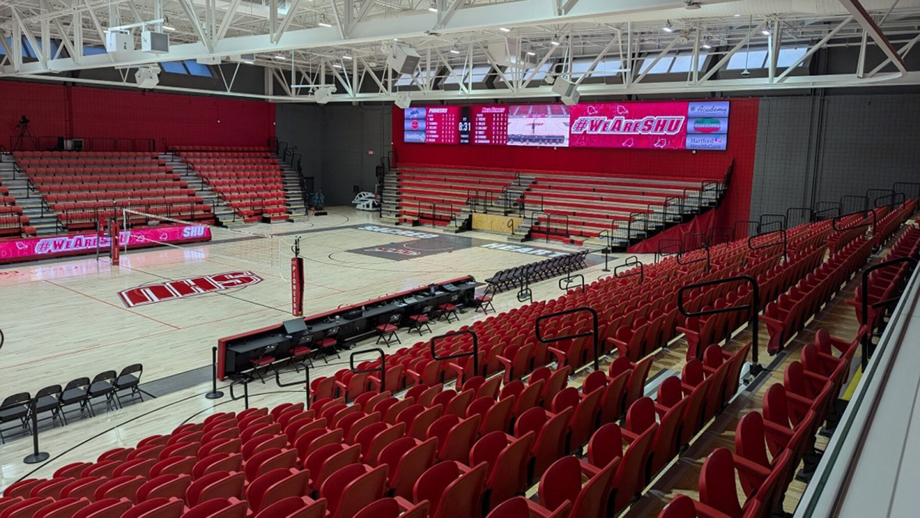 Basketball court with large scale digital signage